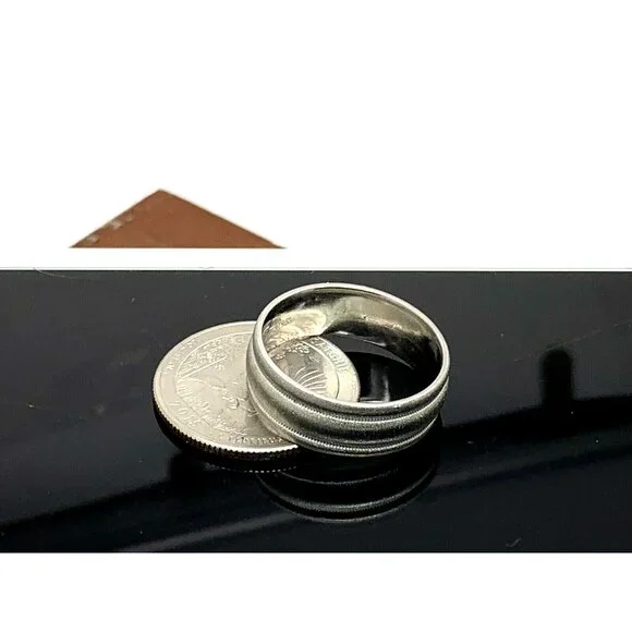 Scott Kay Men's Wedding Band Platinum Milgrain 7.6mm Wide Ring Size 10.5